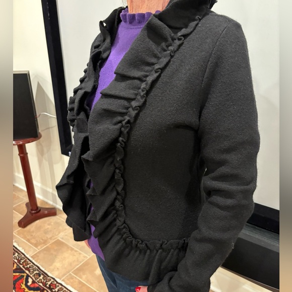 Black RuffleCardigan - Picture 3 of 9